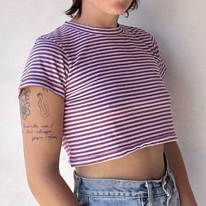 Cotton on baby tee red and white striped crop top